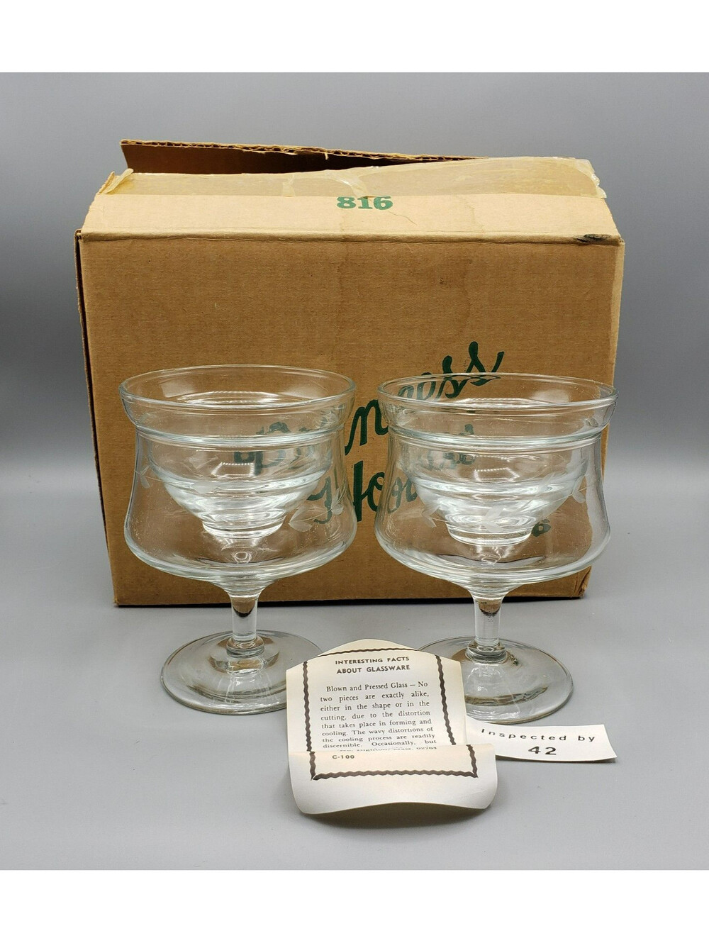 Princess House Heritage Crystal Oyster Shrimp Cocktail Stems QTY 2 NIB #816